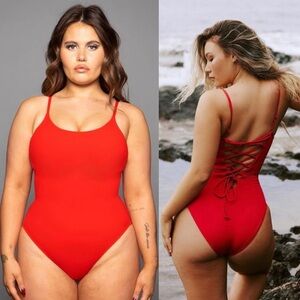 NWT TA3 Lacey Swimsuit Red S Reg/Long